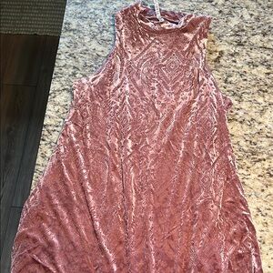 Elegant Pink Velvet Sleeveless Dress